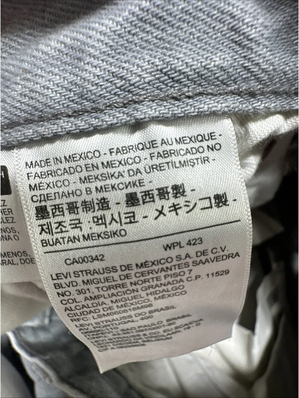 LEVIS 501 Jeans 40x32 Gray Light Wash Button Fly Denim Pants Straight Western